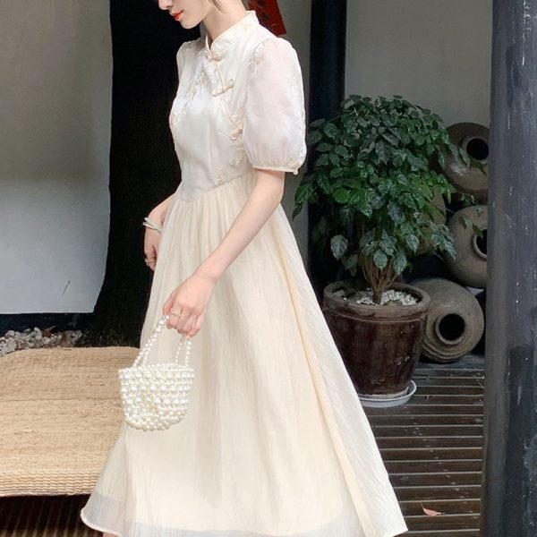 2023新中式改良版连衣裙女夏季新款文艺高腰2023年国风长裙女装 - Image 3