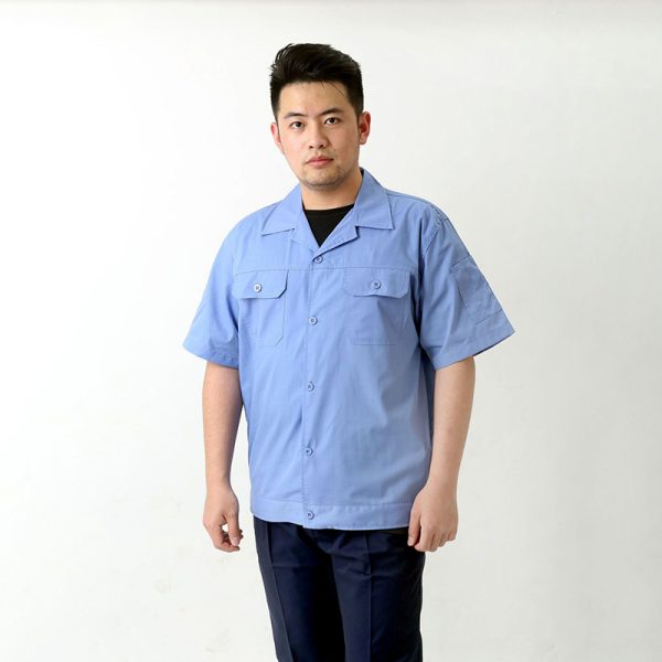 2023新款夏季蓝色短袖工装上衣工厂车间劳保工作服现货工作服厂服 - Image 2