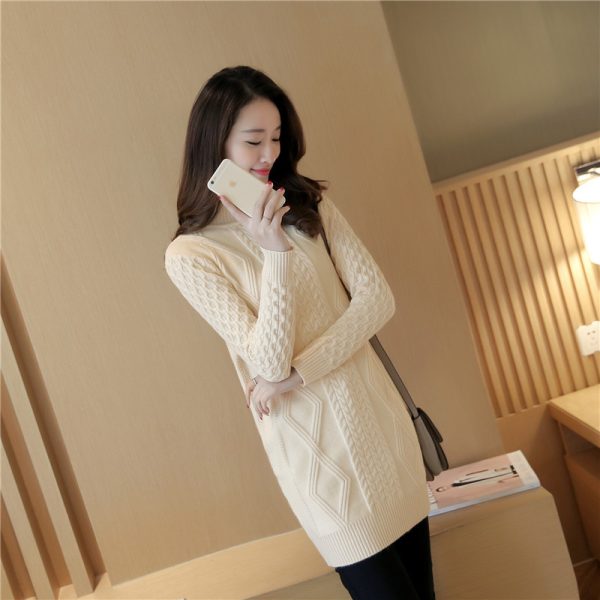 Fall/Winter 2022 new top sweater women's mid-length knitwear pullover bottom sweater twist Korean version women's clothing - Image 2