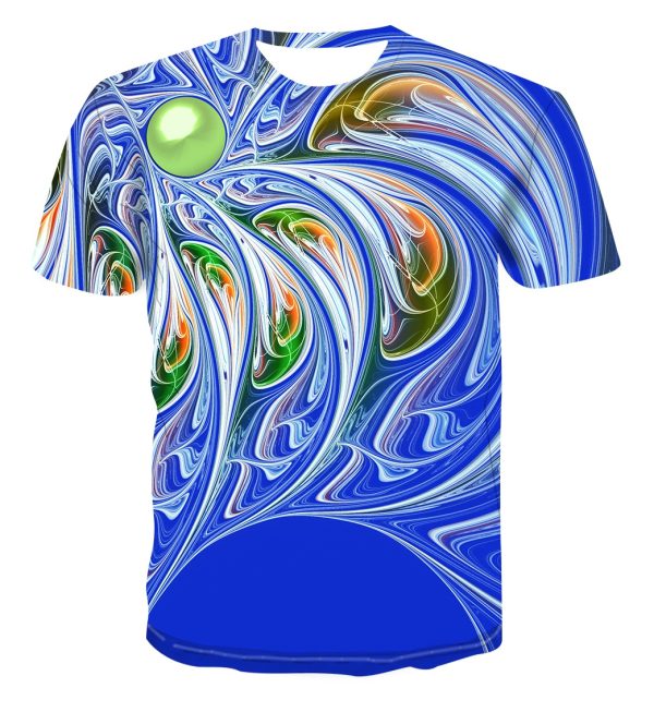 Men's round neck 3D printed geometric short sleeve T-shirt YT-15 - Image 2