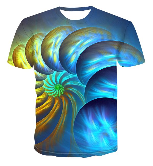 Men's round neck 3D printed geometric short sleeve T-shirt YT-15 - Image 3