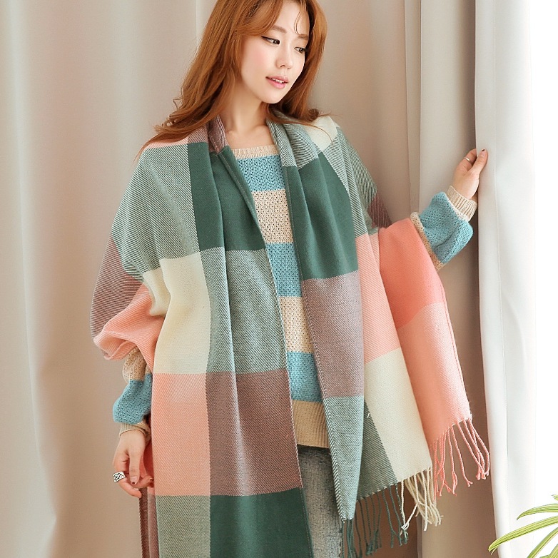 Dropship Literary Print Warm Scarf Female Korean Version Double-sided  Imitation Cashmere Student Scarf Shawl to Sell Online at a Lower Price