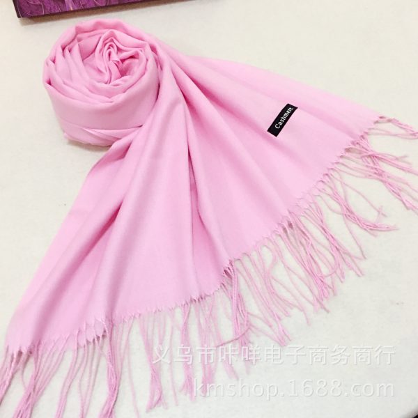 Women's shawl autumn and winter long solid color imitation cashmere tassel dual-purpose Korean version versatile student thickened warm scarf - Image 7