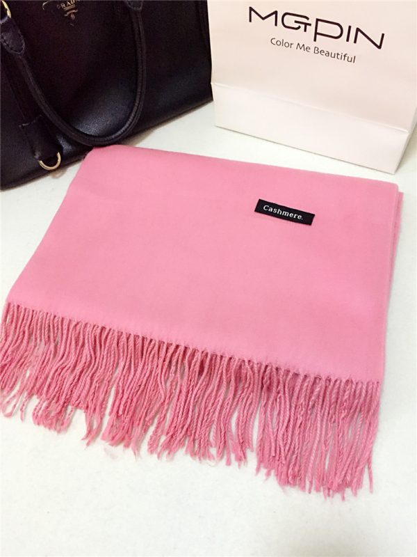 Women's shawl autumn and winter long solid color imitation cashmere tassel dual-purpose Korean version versatile student thickened warm scarf - Image 6