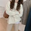 Solid color twist sweater, women's underneath, autumn and winter sweater, new loose pullover, round neck, solid color knit sweater, top