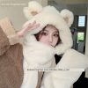 可爱秋冬季女毛绒手套帽子围巾