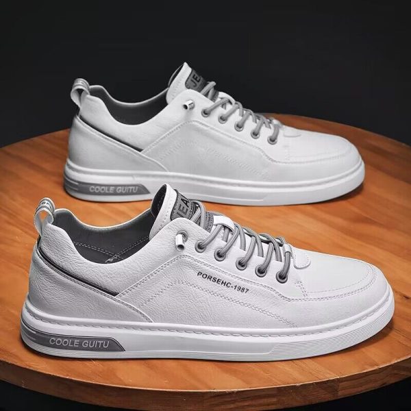 Men's shoes spring new breathable little white shoes men's student Korean version of versatile leather sports casual board shoes trendy shoes - Image 3