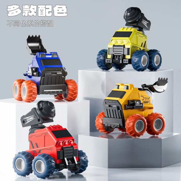 New children's press engineering vehicle toy little boy excavator launch rocket throwing stone fall resistant inertia toy car - Image 3