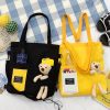 自采10.01Single shoulder women's crossbody bag cartoon cute large capacity handbag multi-purpose teddy bear style canvas student bag tutorial bag