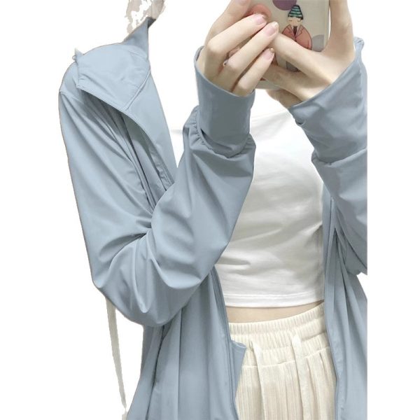 防晒衣女款2025新款夏季薄纱外穿长款宽松冰丝防晒服防晒外套薄款 - Image 5