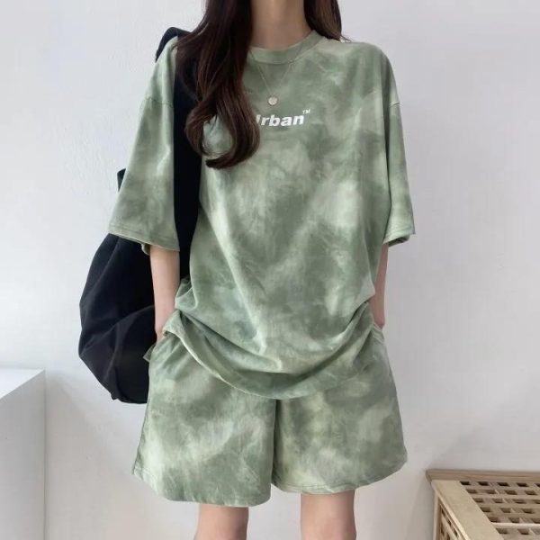 Spot 5-color sports suit for women's summer new thin and small top, T-shirt, short pants, casual two-piece set - Image 4