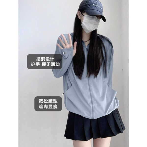 防晒衣女款2025新款夏季薄纱外穿长款宽松冰丝防晒服防晒外套薄款 - Image 3