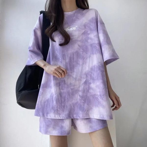 Spot 5-color sports suit for women's summer new thin and small top, T-shirt, short pants, casual two-piece set - Image 2