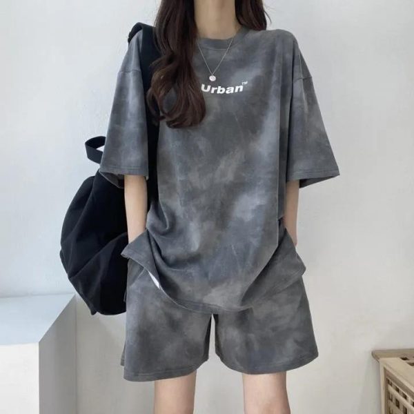 Spot 5-color sports suit for women's summer new thin and small top, T-shirt, short pants, casual two-piece set
