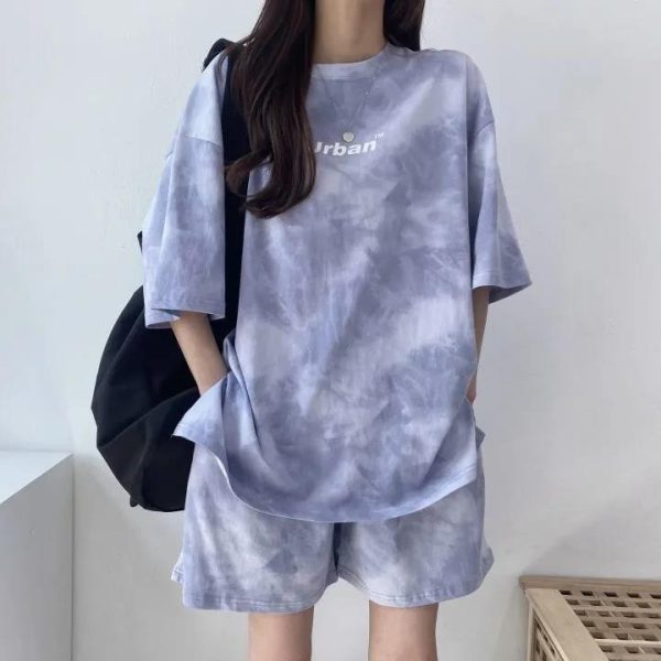 Spot 5-color sports suit for women's summer new thin and small top, T-shirt, short pants, casual two-piece set - Image 3