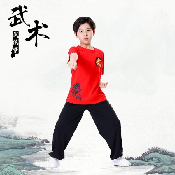 Children's martial arts uniforms, men's and women's bloomers, practice clothes, short-sleeved kung fu clothes, children's Tai Chi performance clothes, sanda training clothes - Image 4