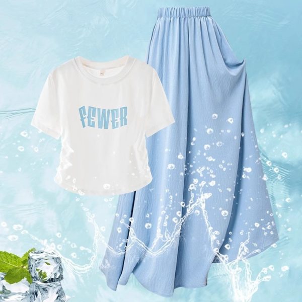Girls' Summer Suit 2025 New Children's Two-Piece Summer Style, Medium and Big Kids Girls' Fashionable Fried Street Summer Dress - Image 3