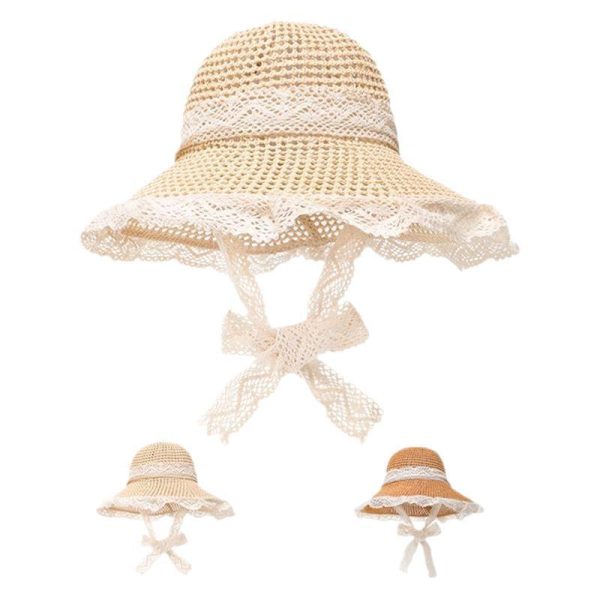 French straw hat women's 2024 summer new breathable lace lace lace hollow sun hat beach hat sun hat - Image 5