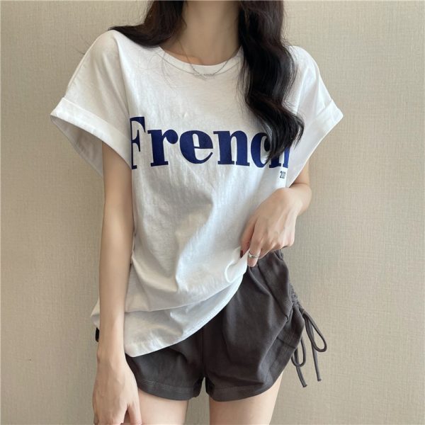 ins pure desire 2025 new summer Internet celebrity dropped shoulder short sleeve t-shirt loose women's top thin base women's t-shirt - Image 4