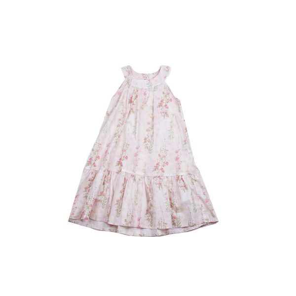 Aimo Bebe Children's French Temperament Princess Dress Summer Dress Girl Sweet Pink Flower Backless Halterneck Dress - Image 5