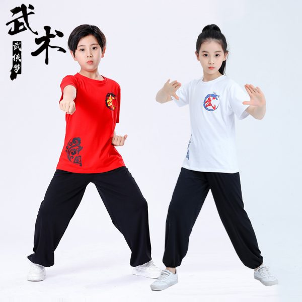 Children's martial arts uniforms, men's and women's bloomers, practice clothes, short-sleeved kung fu clothes, children's Tai Chi performance clothes, sanda training clothes