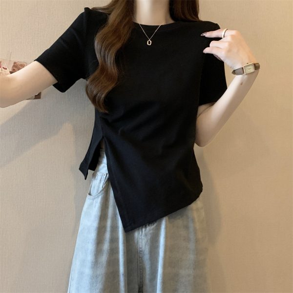 Cotton short sleeved t-shirt for women 2024 summer new white base shirt slim fit and versatile small top trendy - Image 3