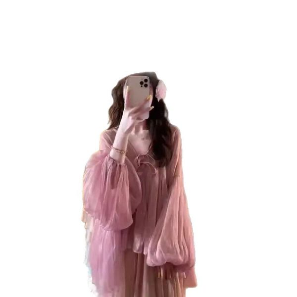 Single piece/2025 spring new French unique beautiful temperament long sleeved top for women, high waist slimming casual skirt - 图片 5