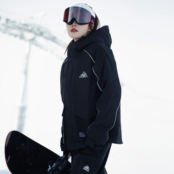 男士登山户外滑雪服防风防水一套装单板双板滑雪裤子加绒保暖潮女 - 图片 2