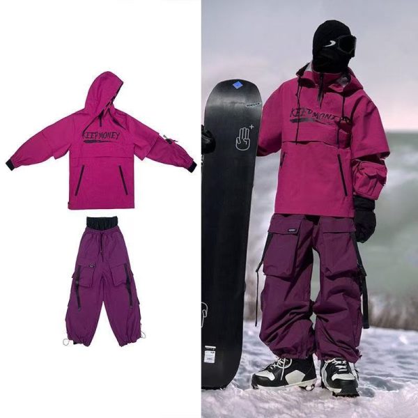 2024 Ski Set New American Upgraded Ski Suit Set Men's and Women's Single Board Waterproof and Warm Outdoor Ski Pants