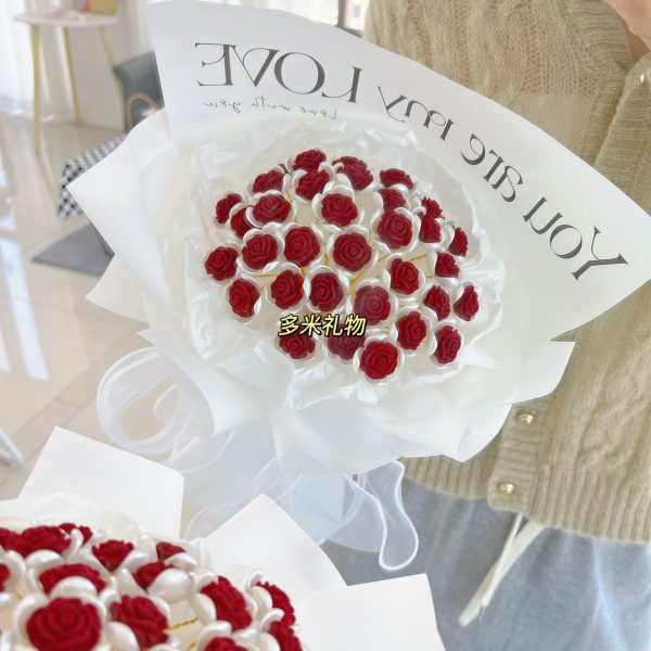 Tiktok the same manual DIY flocking rose bouquet for lovers on Qixi Valentine's Day - 图片 2
