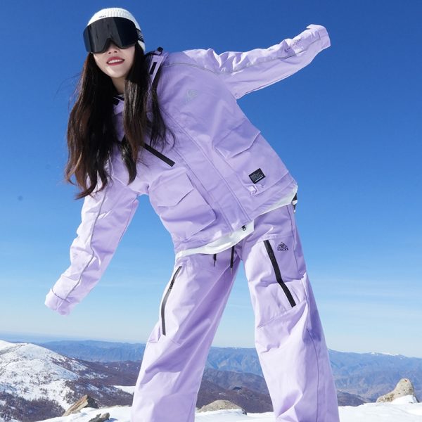 男士登山户外滑雪服防风防水一套装单板双板滑雪裤子加绒保暖潮女