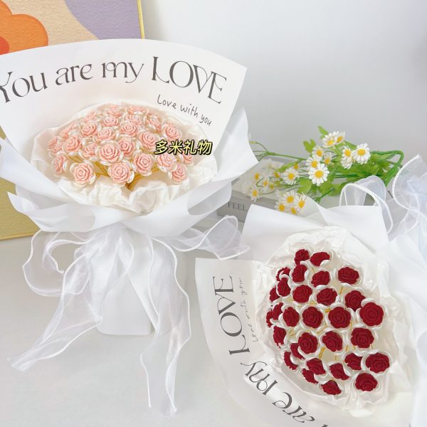 Tiktok the same manual DIY flocking rose bouquet for lovers on Qixi Valentine's Day - 图片 4