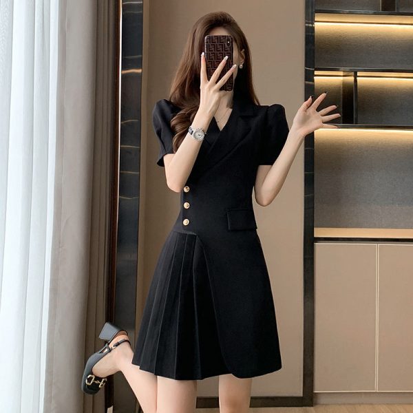 フランス風小香風白ワンピース夏の婦人服スカート新型夏の雰囲気着やせプリーツスーツスカート女 - 图片 2