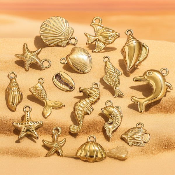DIY Jewelry Accessories Stainless steel marine series pendant, mermaid shell, sea star bracelet, necklace pendant - 图片 2