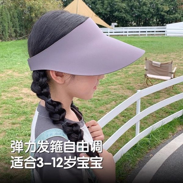 Children's seamless sun hat, parent-child style, empty top hat, girls' summer UV resistant outdoor sun hat, lightweight - 图片 3