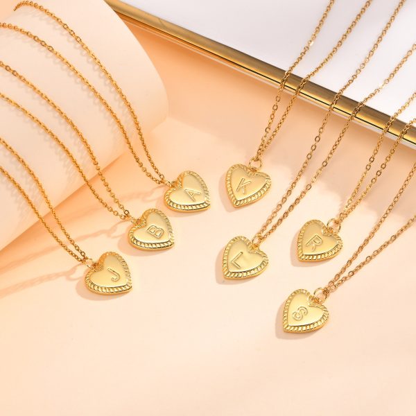 English letter women's copper heart pendant gold women's necklace Spring stream water jewelry ZM20 - 图片 3