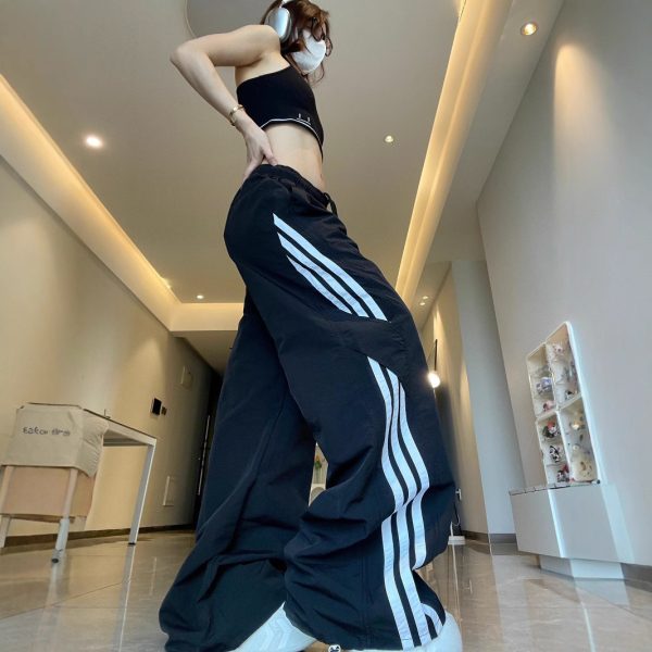 Quick-drying casual sports cargo pants for men and women Summer thin American vintage black jazz dance pants
