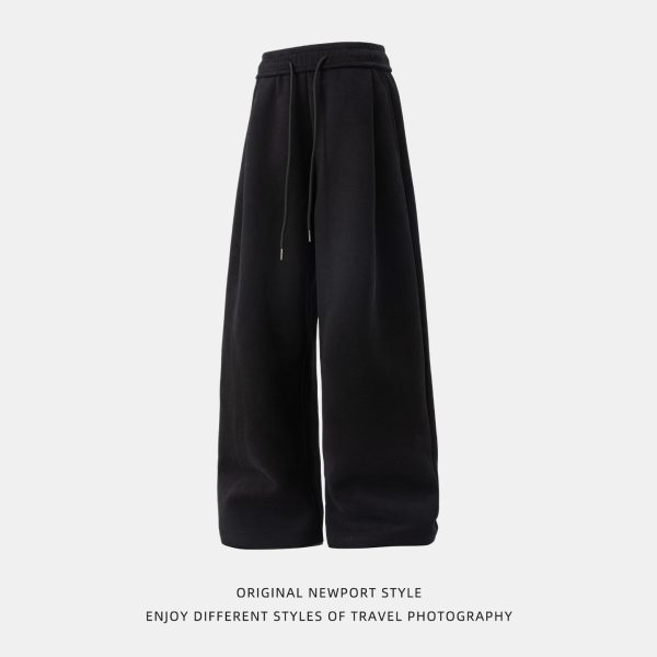 Heavy textured pleated slacks men's 25 autumn new straight loose long pants trendy brand silhouette sports sweatpants - 图片 5