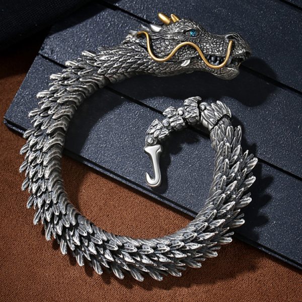 Dragon bracelet silver-plated men's retro domineering trend men's bracelet keel cold wind high-end Amazon hot style - 图片 2