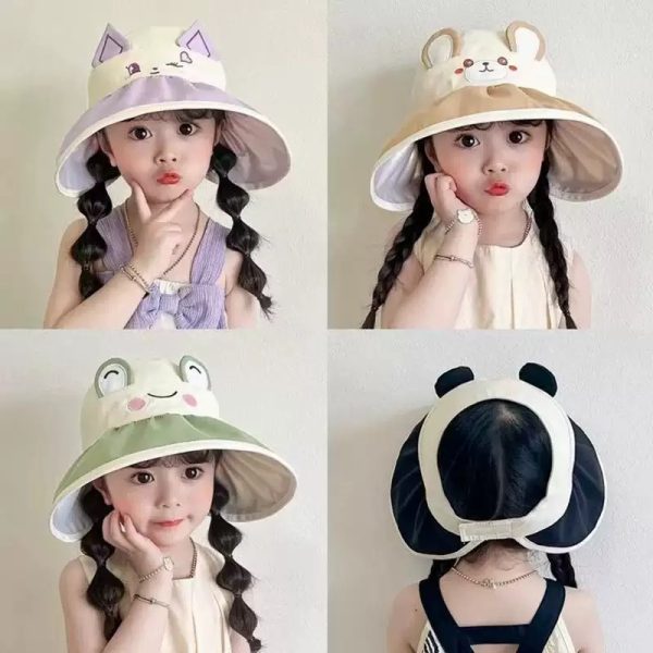 Large eave fan hat for summer girls, UV resistant sun hat, empty top sun hat, foldable men's thin baby hat - 图片 2