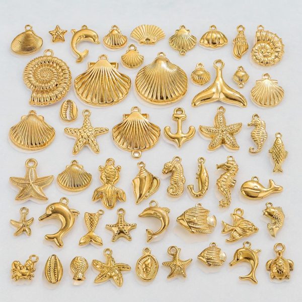 DIY Jewelry Accessories Stainless steel marine series pendant, mermaid shell, sea star bracelet, necklace pendant - 图片 4