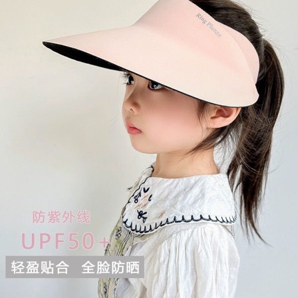 Children's seamless sun hat, parent-child style, empty top hat, girls' summer UV resistant outdoor sun hat, lightweight - 图片 4