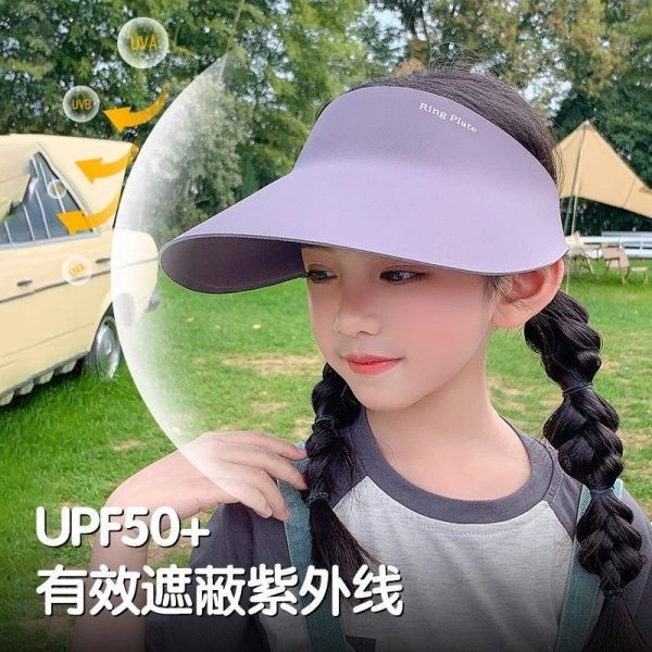 Children's seamless sun hat, parent-child style, empty top hat, girls' summer UV resistant outdoor sun hat, lightweight