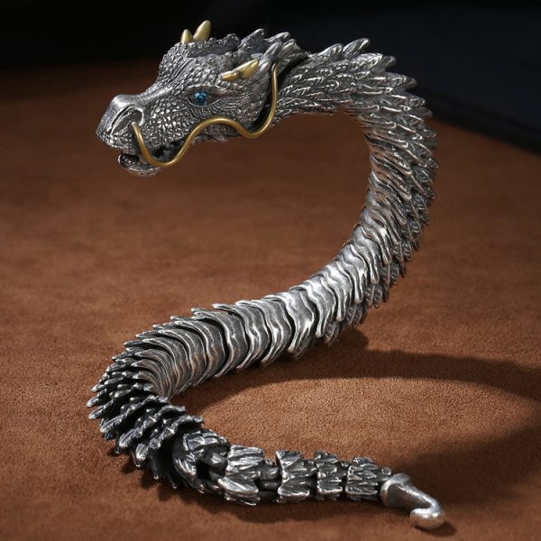 Dragon bracelet silver-plated men's retro domineering trend men's bracelet keel cold wind high-end Amazon hot style