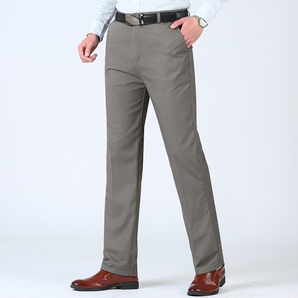 Cotton business casual pants, loose middle-aged and elderly men's pants, men's thin straight high-waisted dad long pants, versatile - 图片 3