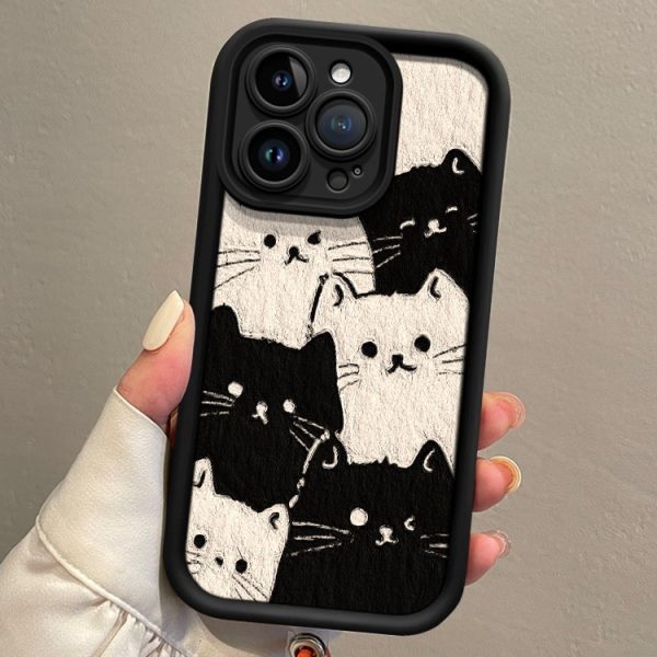 かわいい猫用アップル15 promax携帯ケース16 pro仔羊の皮iphone 14 plus保護カバーX - 图片 2
