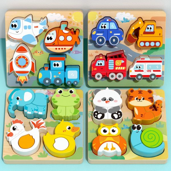 子供の立体パズルボード木製モンズ早教益智ペア積み木の赤ちゃん1歳から2歳まで3歳の男の子と女性6人のおもちゃ - 图片 4