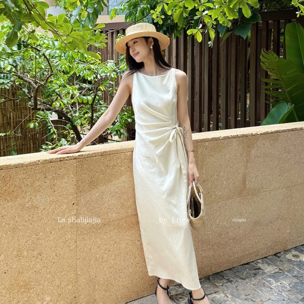 LS極簡優雅気質フィットワンピース広州十三行2025夏新作婦人服60989# - 图片 2