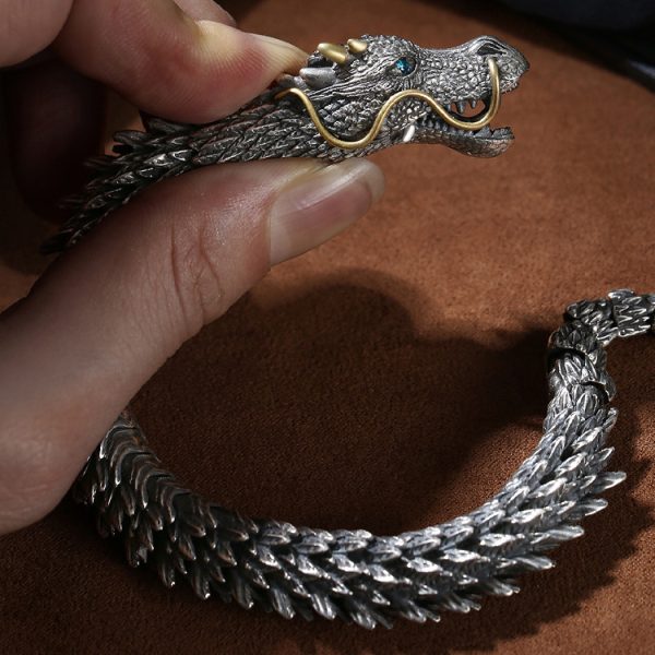 Dragon bracelet silver-plated men's retro domineering trend men's bracelet keel cold wind high-end Amazon hot style - 图片 3