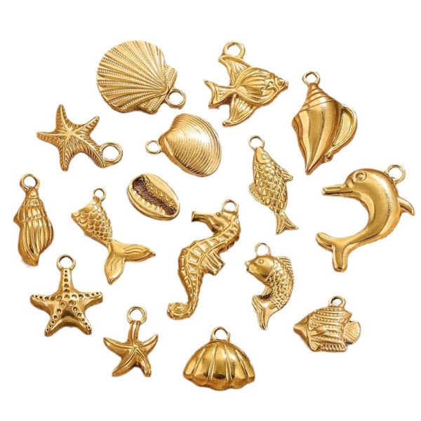 DIY Jewelry Accessories Stainless steel marine series pendant, mermaid shell, sea star bracelet, necklace pendant - 图片 5